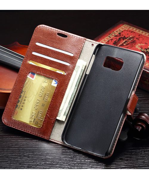 Samsung Galaxy S6 Crazy Horse Wallet Case Bruin afbeelding 3