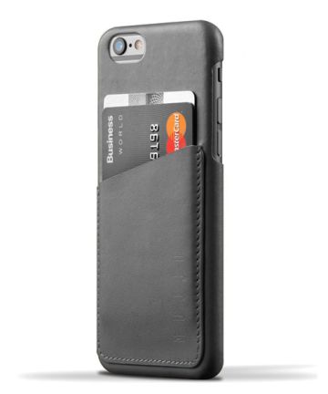 Mujjo Lederen Wallet Case Apple iPhone 6S Grijs Hoesjes