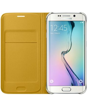 Samsung Galaxy S6 Edge Flip Case Stof Geel Hoesjes