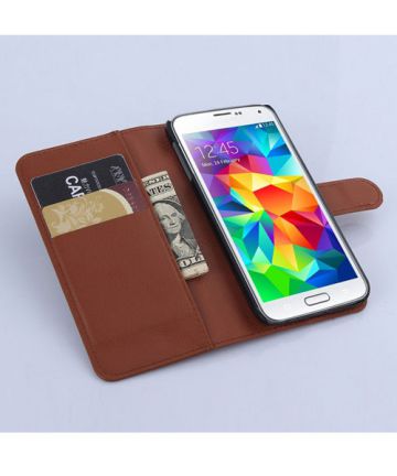 Samsung Galaxy S6 Lederen Wallet Case Bruin Hoesjes