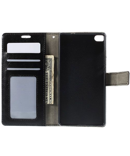 Huawei Ascend P8 Wallet Flip Case Stand Zwart afbeelding 5