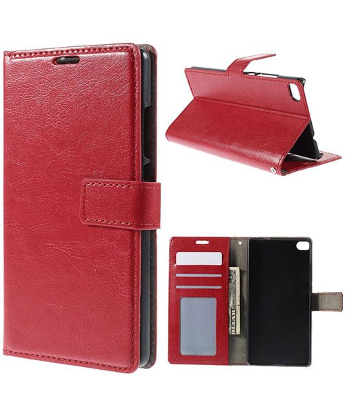 Huawei Ascend P8 Wallet Flip Case Stand Rood afbeelding 1