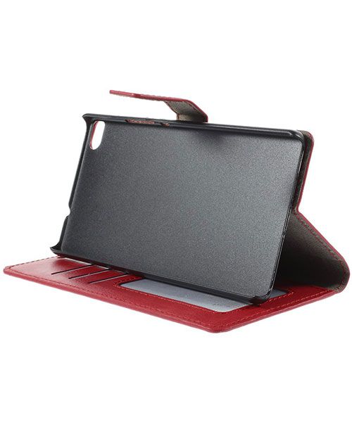 Huawei Ascend P8 Wallet Flip Case Stand Rood afbeelding 2