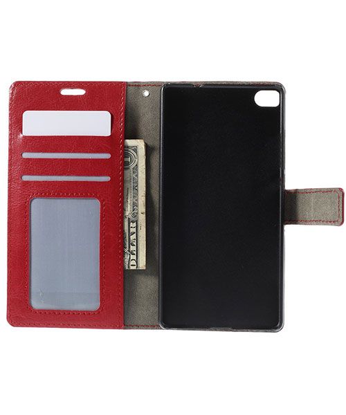 Huawei Ascend P8 Wallet Flip Case Stand Rood afbeelding 6