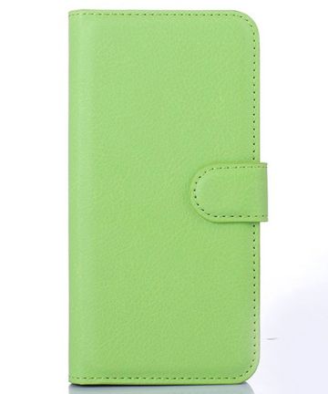 HTC One M9 Lederen Wallet Flip Case Groen Hoesjes