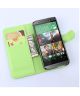 HTC One M9 Lederen Wallet Flip Case Groen