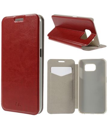 Samsung Galaxy S6 Leather Stand Case Rood Hoesjes