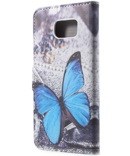 Samsung Galaxy S6 Blue Butterfly Wallet Case afbeelding 2