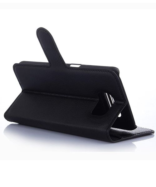 Samsung Galaxy S6 Edge Litchi Stand Case Zwart afbeelding 7