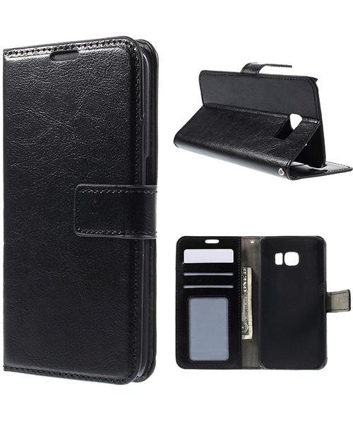 Samsung Galaxy S6 Edge Crazy Horse Wallet Case Zwart afbeelding 2