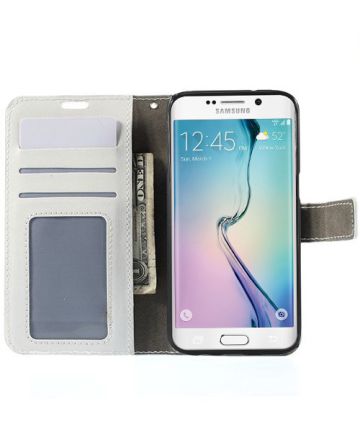 Samsung Galaxy S6 Edge Crazy Horse Wallet Case Wit Hoesjes