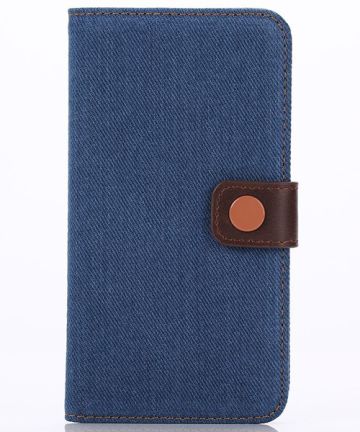 Samsung Galaxy S6 Edge Wallet case Jeans Cloth Donker Blauw Hoesjes