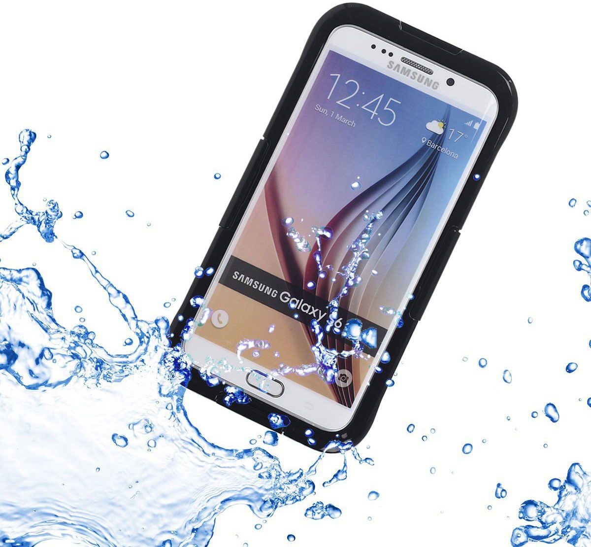 Samsung Galaxy S6 Edge Waterproof Plastic Silicone Case Zwart afbeelding 1