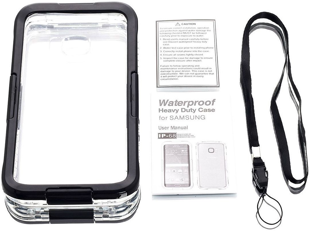Samsung Galaxy S6 Edge Waterproof Plastic Silicone Case Zwart afbeelding 3