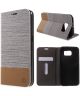 Samsung Galaxy S6 Leather Wallet Shell Grijs