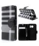 Samsung Galaxy S6 Lederen Wallet Flip Case Zwart/Wit