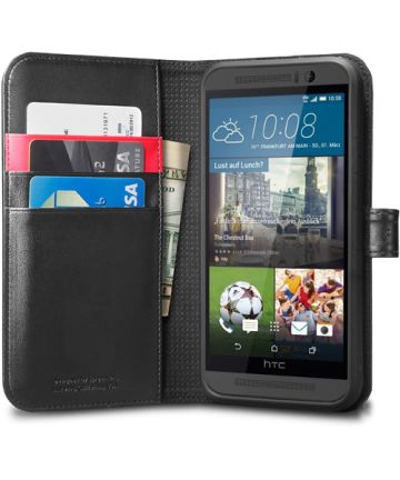 Spigen Wallet S Flip Case HTC One M9 Black Hoesjes