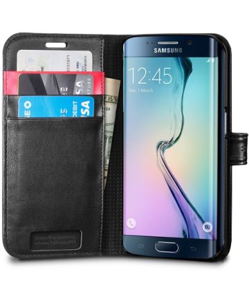 Spigen Wallet S Flip Case Samsung Galaxy S6 Edge Black Hoesjes