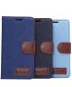 Sony Xperia Z3+ Cloth Skin Leather Wallet Case Blue