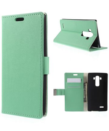 LG G4 Litchi Leather Wallet Case met Stand Groen Hoesjes