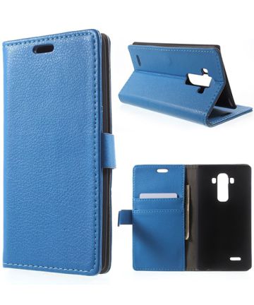 LG G4 Litchi Leather Wallet Stand Case Blauw Hoesjes