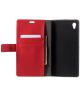 Sony Xperia Z3+ Litchi Leather Wallet Case met Stand Rood