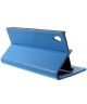 Sony Xperia Z3+ Litchi Leather Wallet Case met Stand Blauw