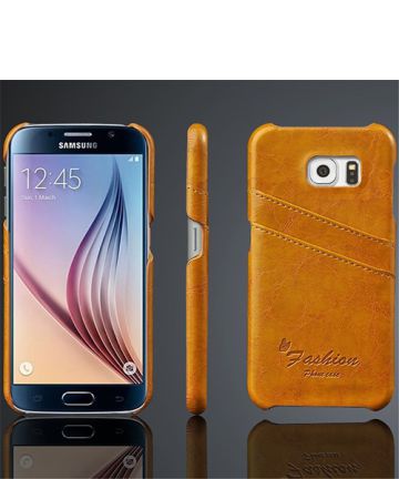 Samsung Galaxy S6 Wallet Hard case Oil Wax Bruin Hoesjes