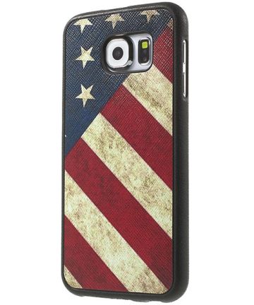 Samsung Galaxy S6 Leather Coated TPU Back Cover Amerikaanse Vlag Hoesjes
