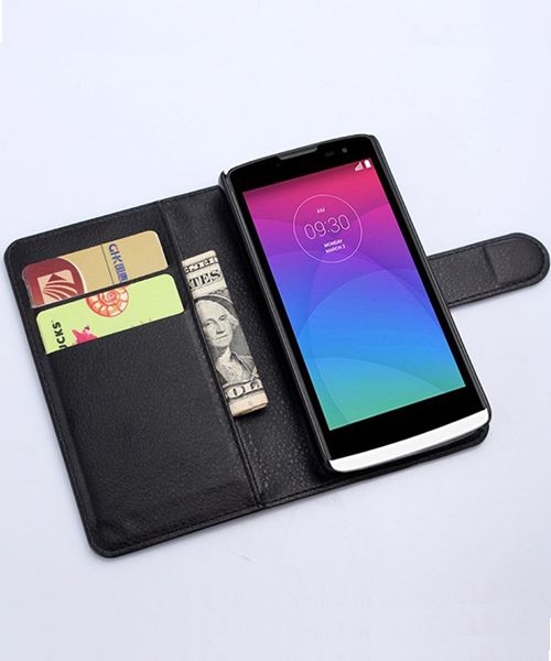 LG Leon Litchi Stand Case Zwart afbeelding 2