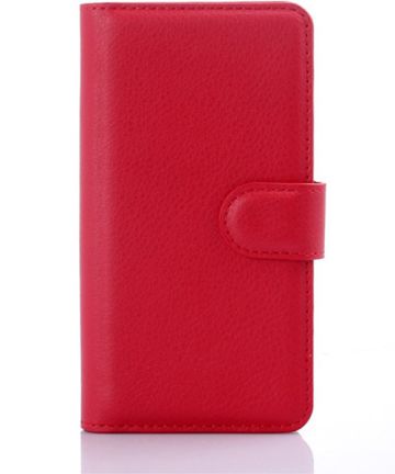 LG Leon Litchi Stand Case Rood Hoesjes