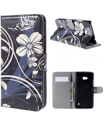 Microsoft lumia 640 Elegant Flowers Leather Wallet Case Hoesjes