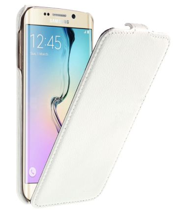 Litchi Vertical Flip Case Samsung Galaxy S6 Edge Wit Hoesjes