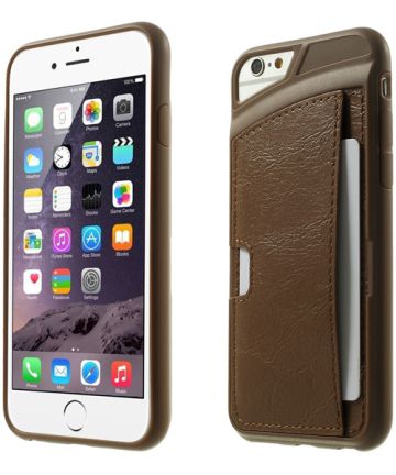 Apple iPhone 6S Leather Skin Wallet Case Bruin Hoesjes