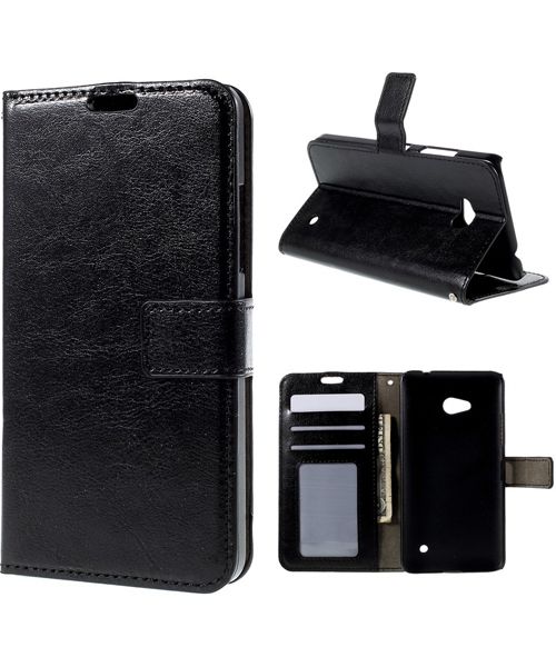 Microsoft Lumia 640 Crazy Horse Wallet Case Zwart afbeelding 1