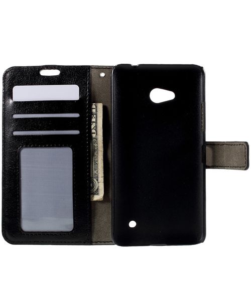 Microsoft Lumia 640 Crazy Horse Wallet Case Zwart afbeelding 2