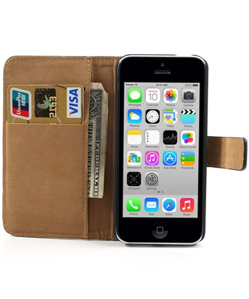 Apple iPhone 5C Wallet Stand Case Zwart afbeelding 6