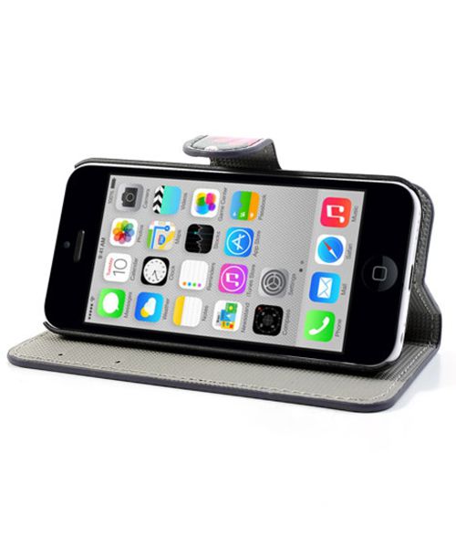 Apple iPhone 5C Wallet Hoesje Vlinder en Bloem afbeelding 3