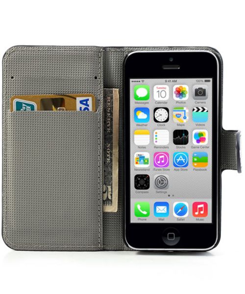 Apple iPhone 5C Wallet Hoesje Vlinder en Bloem afbeelding 5