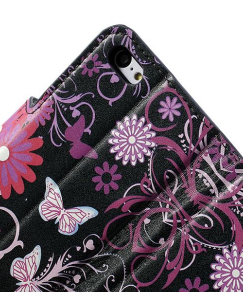 Apple iPhone 5C Wallet Hoesje Vlinder en Bloem afbeelding 9