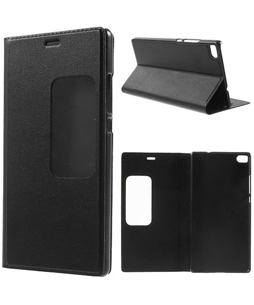 Huawei Ascend P8 View Window Flip Case Zwart afbeelding 1