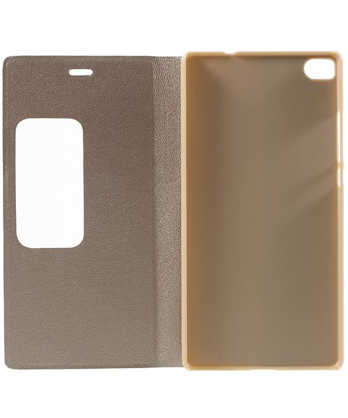 Huawei Ascend P8 View Window Flip Case Goud afbeelding 4