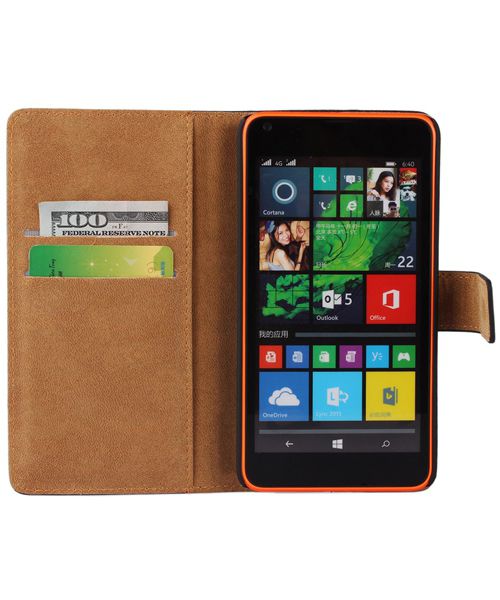 Microsoft Lumia 640 Split Leather Wallet Case Zwart afbeelding 2