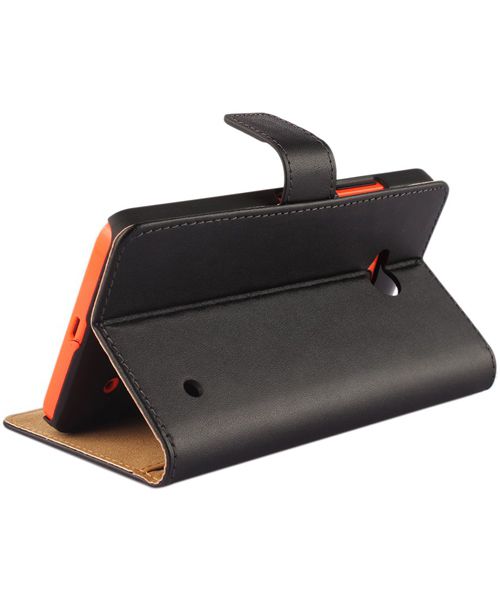 Microsoft Lumia 640 Split Leather Wallet Case Zwart afbeelding 3