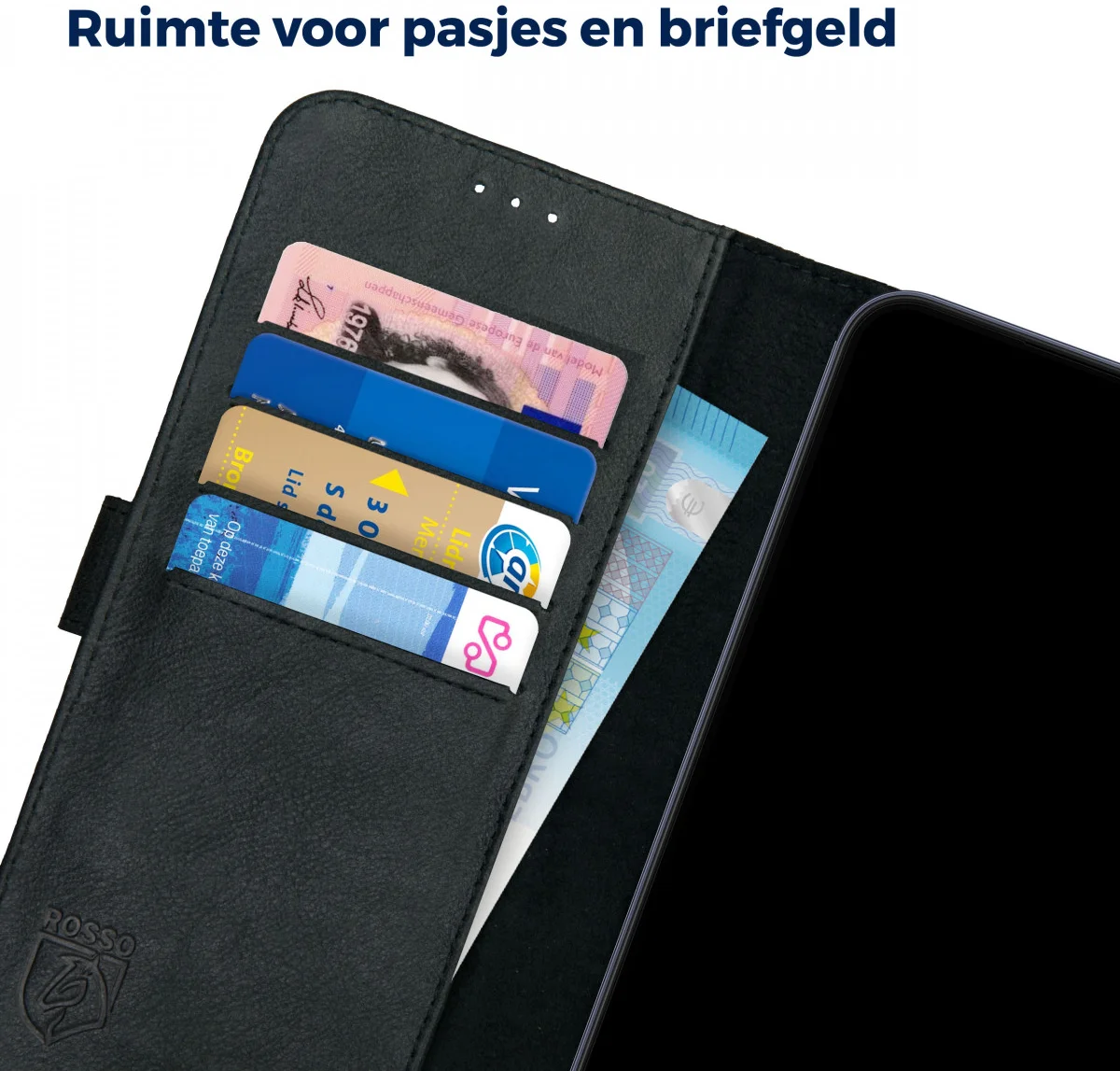 Rosso Deluxe Google Pixel 9 / 9 Pro Hoesje Echt Leer Book Case Zwart afbeelding 7