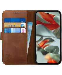 Rosso Deluxe Google Pixel 9 Pro XL Hoesje Echt Leer Book Case Bruin