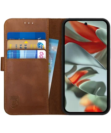 Rosso Deluxe Google Pixel 9 Pro XL Hoesje Echt Leer Book Case Bruin Hoesjes