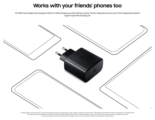 Originele Samsung 45W Power Adapter Fast Charge USB-C Adapter 5A Zwart afbeelding 3