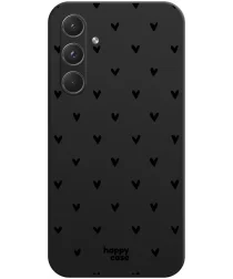 HappyCase Samsung Galaxy A55 Hoesje Flexibel TPU Hartjes Zwart Print