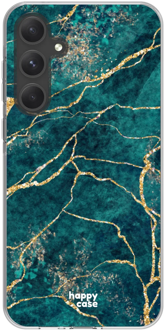 HappyCase Samsung Galaxy A35 Hoesje Flexibel TPU Aqua Marmer Print afbeelding 1